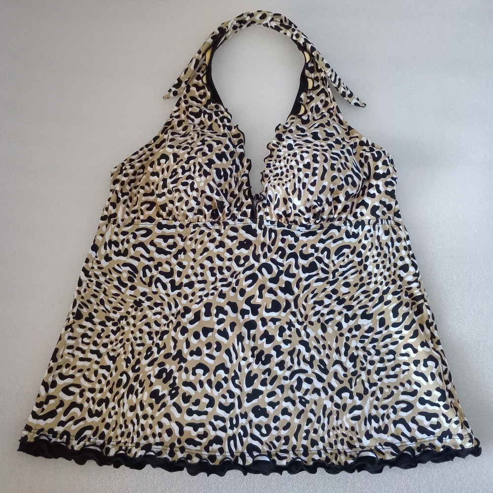 Leopard Print Halter Swimsiut Top Plus Size 16 NWOT